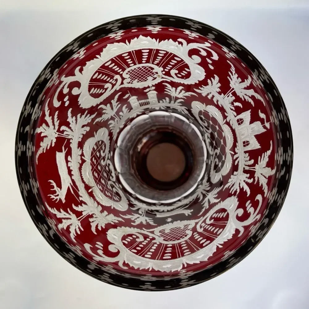 Vintage 1920s EGERMANN RUBY RED Bohemian Czech Crystal 9.8” Vase